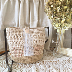 アンティークレースの紅茶染めバケツbag