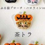 かぶる猫ブローチ[ハロウィン・カボチャver.](茶トラ)