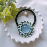 ビーズ刺繍 ヘアゴム ブルーシェル 
