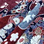 正絹  縮緬  はぎれ  ワインレッド花柄