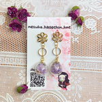 一点物♡紫のお花のガラスドームシンプルピアス( ੭ ˙꒳​˙ )੭♡