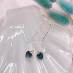 【再販】𝒽𝑒𝒶𝓇𝓉‪‪  ❤︎‬  綺麗ラメブルーハートピアス/イヤリング