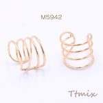 M5942   2個  イヤーカフ 4連 スリット入 10×12mm 片耳用 ゴールド【2ヶ】