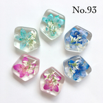No.93幾何学型押し花カボションパーツ(6個入)ピアス/イヤリング/レジン