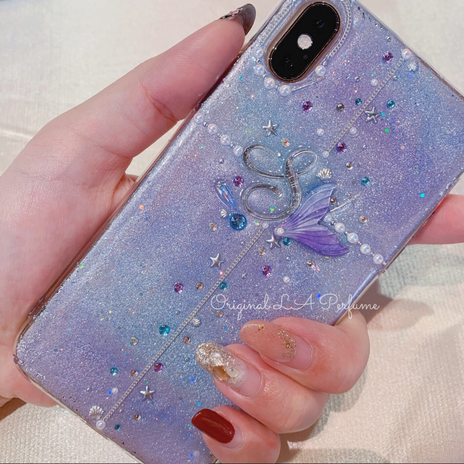 iPhoneケース・スマホ・PC 名入れ♡キラキラマーメイド⭐︎リボン