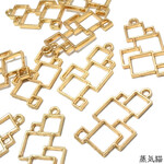 6連 四角チャーム ゴールド 10個【レジン 四角パーツ】