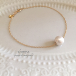 14KGF　シンプル一粒コットンパールブレスレット