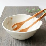 ボウル　M　しずく型（クリーム/若竹）1点もの