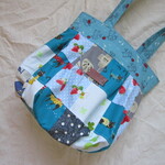 aiaiameri様ご検討品　ギャザートートバッグ☆パッチワーク　肩掛け青系