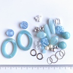 //ビーズ アソート// ブルー系 ハンドメイドパーツ ビーズ アクリル 素材 ピアス イヤリング おおぶり カボション a-121