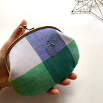 新作♩<完成品>お財布がわりにも　chouchoチェック地カラフル　①フラットがま口✨