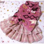 Berry　Ｓ３２☆　ピンク雪柄ボア&ネルピンクギンガム２段ワンピ 