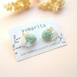 〜想〜　花咲  刺繍ピアス /イヤリング   受注制作 (*´˘`*)  送料無料        