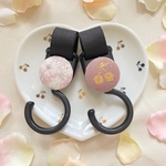 リバティ×さくらんぼ❁︎くるみボタンベビーカーフック（メイモリスピンク×フレンチコーデュロイ ）