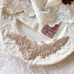 1枚 花 フラワー 刺繍 チュールレースモチーフ アップリケ ベージュ BK200832 ハンドメイド 手芸 素材 材料
