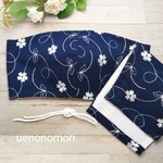 夏用🐧白花刺繍ﾈｲﾋﾞｰ大人用★おしゃれマスク