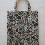 ぺったんこバッグ*リバティ*Voysey*ブルー＆グリーン*32×28㎝