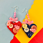 もりもりハートのピアス♡赤×青