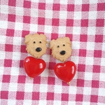 レトロ♡ハート 犬ピアス／イヤリング