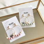 天然石ピアス フープピアス ピアス 大ぶりピアス チェコビーズピアス ゴールド イヤリング 樹脂ピアス チタン サージカルステンレス グリーン みどり/天然石風フープピアス