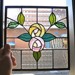 flower...様専用ご注文ページ　色変更　アンティークガラス　ステンドグラス パネル 「rose(ローズ)」（再販）