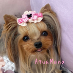 【 犬用　バレッタ 】 おしゃれ　トップノットペット　子供　ヘアアクセサリー　リボン　バレッタ　♡AquaMana♡
