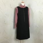 コットンウール　黒系　前ファスナーAラインジャンパースカート（シームポケット）11号　100