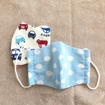 【2枚セット送料込】幼児用マスク SSサイズ(3歳〜5歳用)  男の子向け 【雲柄・車柄セット】