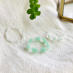 【3点セット】韓国 お花 ビーズリング ハンドメイド グリーン パール