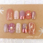 ぷっくりお花ニュアンスネイルチップ