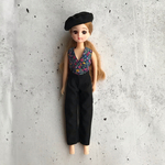 リカちゃんサイズ服＊カシュクールセットアップ（ネイビー花柄×ブラック）