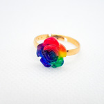 小ぶり🌈レインボーローズのシンプルリング💍