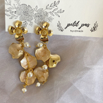gold &pink pedal flowerピアス　