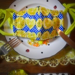 マスク　青【レモン柄】