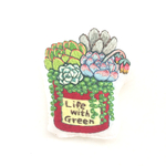 多肉寄せ植え刺繍ブローチ(チャーム変更可)
