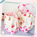 お弁当袋／コップ袋【2点セット】sweetsプリント🍰♡*…。