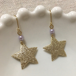 紫パールとスターダストスター★ピアス／イヤリング