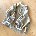 リネン　パフスリーブのブラウス　生成り×オフホワイト