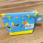 【マチ付きポーチ】SSサイズ⭐︎ぷっくりインコ🦜（中身は黄色のチェック柄）