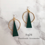 【SALE】三角ウッド×フープ　イヤリング/ピアス　900円→700円