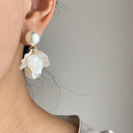 一粒パール×花びら 2wayピアス プチプラ