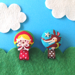 ♡2コセット♡赤ずきんちゃんとオオカミのヘアクリップ