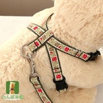 薔薇とカーキのハーネス＆リードセット　犬用