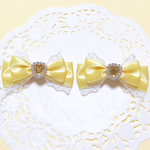 お姫様リボン♡黄色　量産型　ヘアアクセサリー　ハート　ヘアクリップ　ヲタク　参戦服　　ゆめかわいい　病みかわいい　闇　オタク　メンヘラ　地雷系　推し色　カラー　キラキラ　ロリータ　ヘアメイク　イエロー