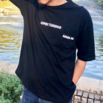 ビッグシルエットTシャツ ポケット付 ロゴ  ブラック