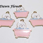 【D-0124】8pcs　お風呂に入る犬　25×23mm　チャーム