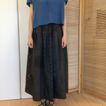 サラサラ軽い大島紬６種パッチワーク　ティアードスカート　おうちで嬉しい最高素材