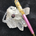 さくら様専用★オーラライト 水晶 ジルコニアロンデルブレスレット＆金箔ボールペン✩.*˚