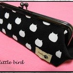 再販＊がま口ﾍﾟﾝｹｰｽ・ﾒｶﾞﾈｹｰｽ　＊水玉にゃんこ＊black