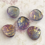 【15x13㍉ 5個】ペタルビーズ＊purple & blue & gold ＊チェコビーズ